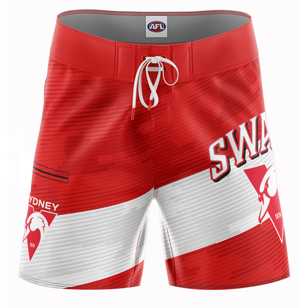 AFL Sydney Swans 'Barrel' Board Shorts - Youth - Ashtabula