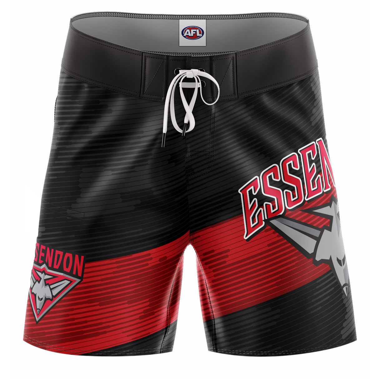 AFL Essendon Bombers 'Barrel' Board Shorts - Adult - Ashtabula