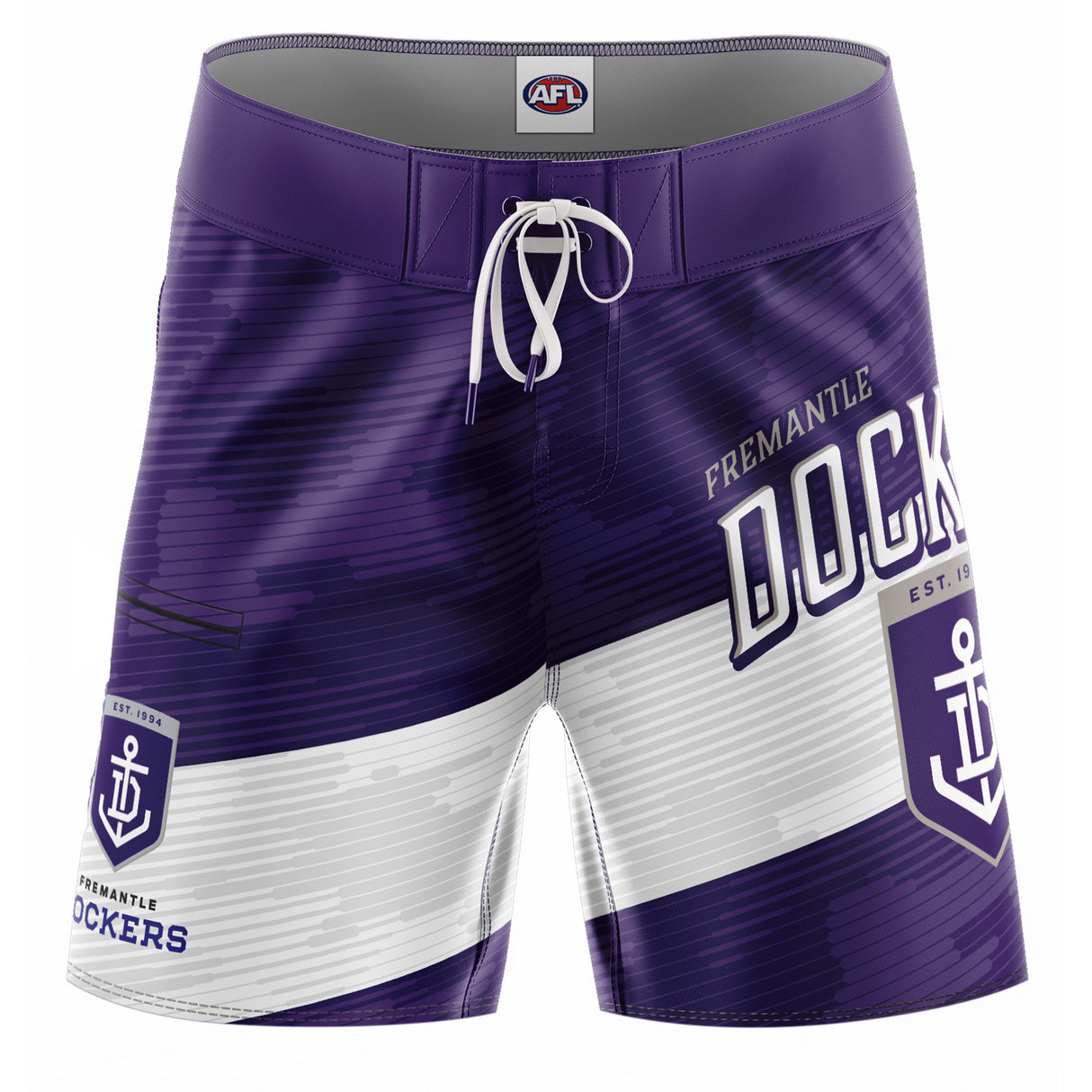 AFL Fremantle Dockers 'Barrel' Board Shorts - Adult - Ashtabula