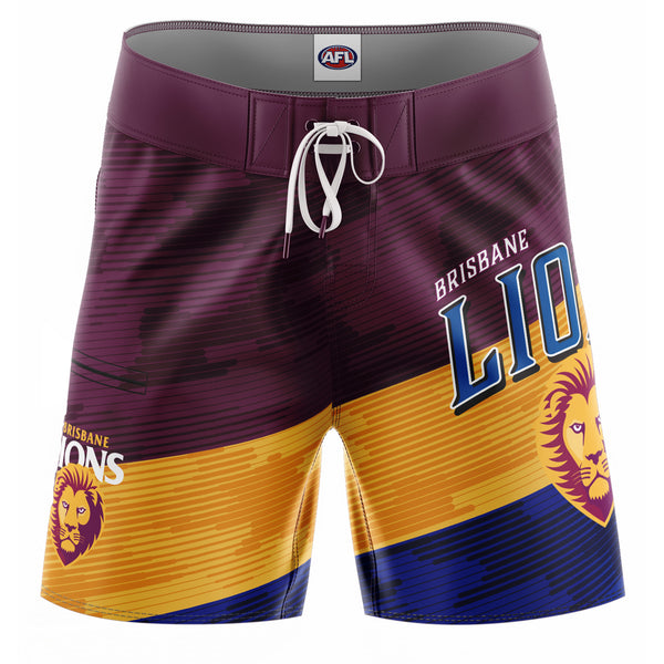 AFL Brisbane Lions 'Barrel' Board Shorts - Youth - Ashtabula