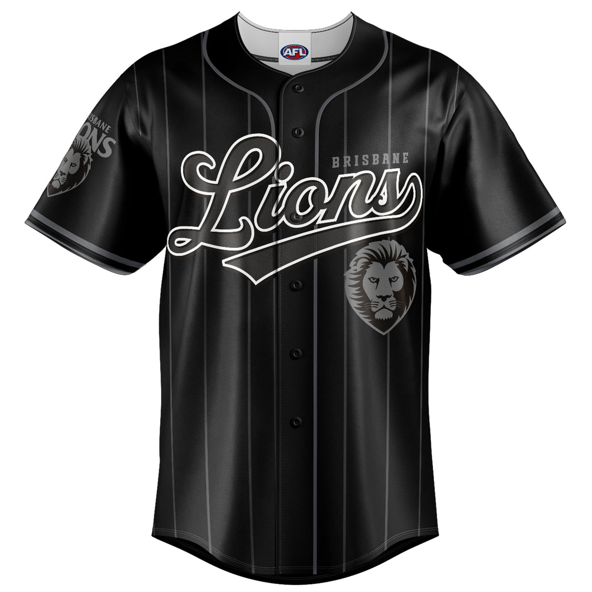 AFL Brisbane Lions Blackout Baseball Shirt - Youth
