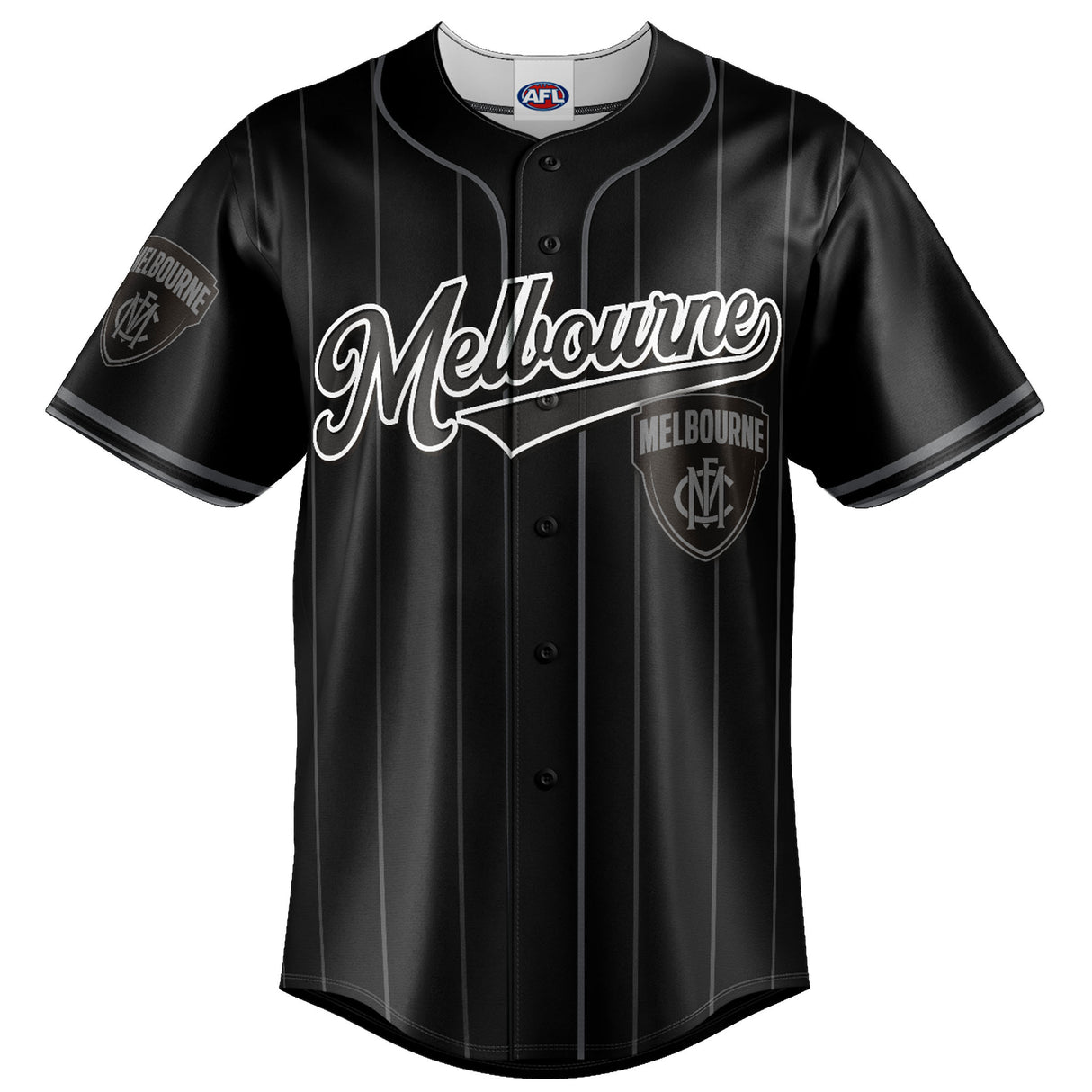 AFL Melbourne Demons Blackout Baseball Shirt - Ashtabula