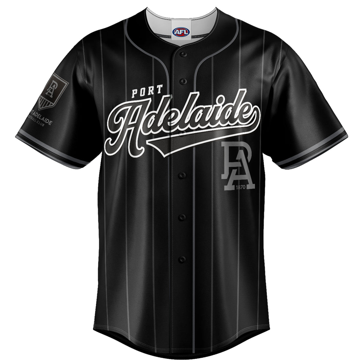 AFL Port Adelaide Blackout Baseball Shirt - Youth - Ashtabula