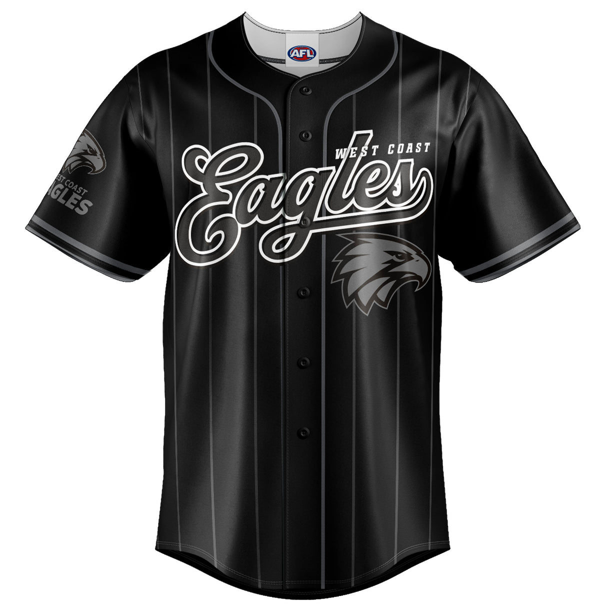 AFL West Coast Eagles Blackout Baseball Shirt - Ashtabula