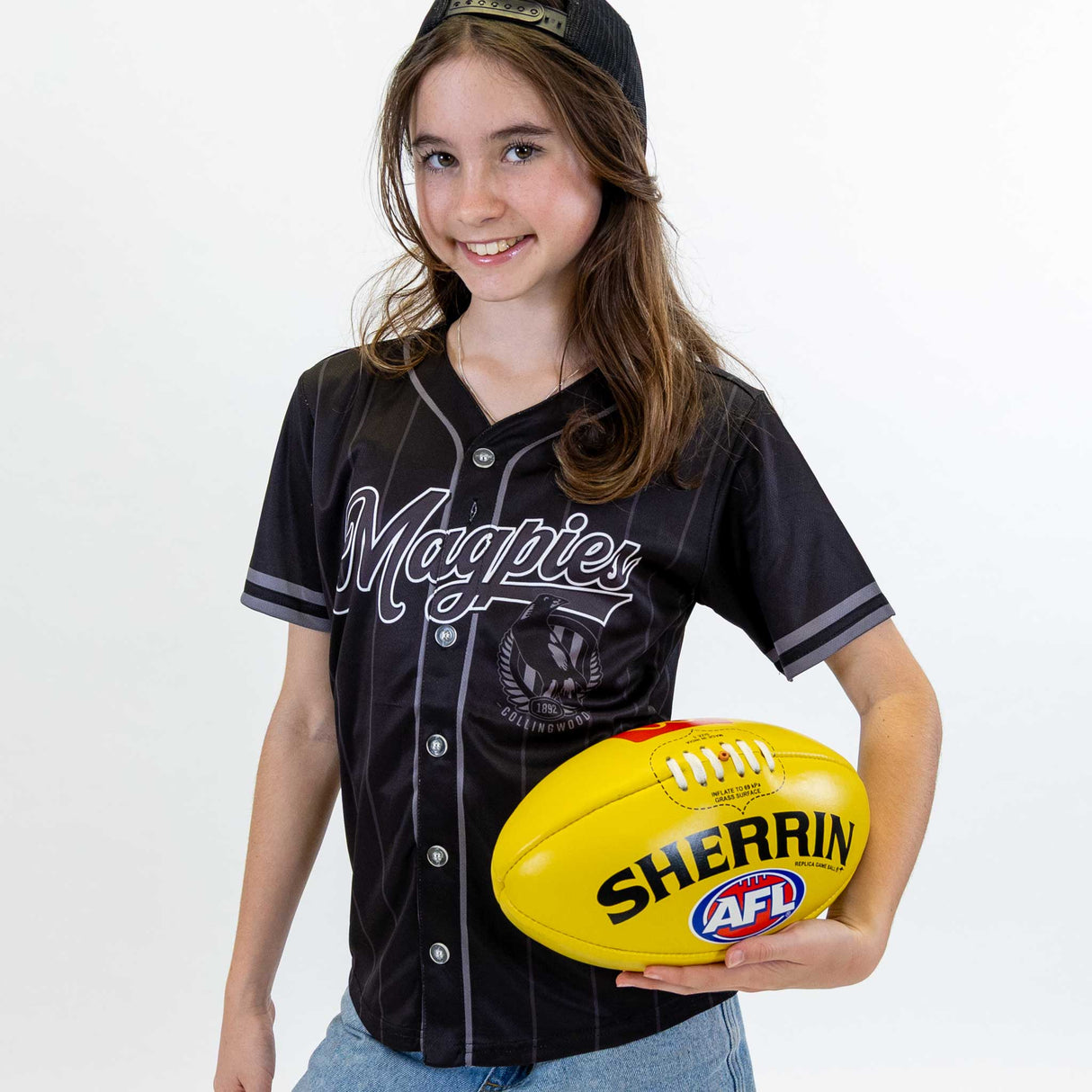 AFL Collingwood Blackout Baseball Shirt - Youth