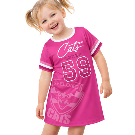 AFL Geelong Cats 'Fuchsia Force' T-Shirt Dress - Ashtabula