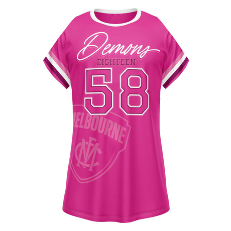 AFL Melbourne Demons 'Fuchsia Force' T-Shirt Dress - Ashtabula