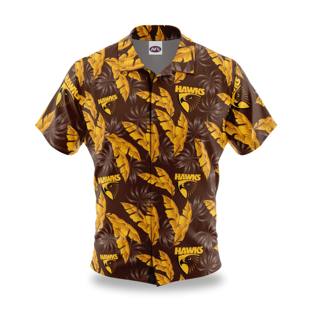 AFL Hawthorn 'Paradise' Hawaiian Shirt - Ashtabula