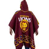 AFL Brisbane Lions 'Dakota' Knitted Poncho - Ashtabula