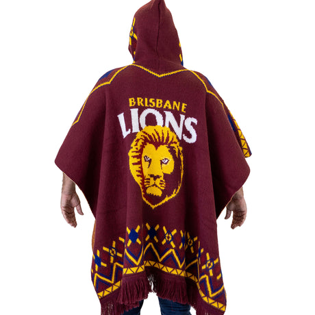 AFL Brisbane Lions 'Dakota' Knitted Poncho - Ashtabula