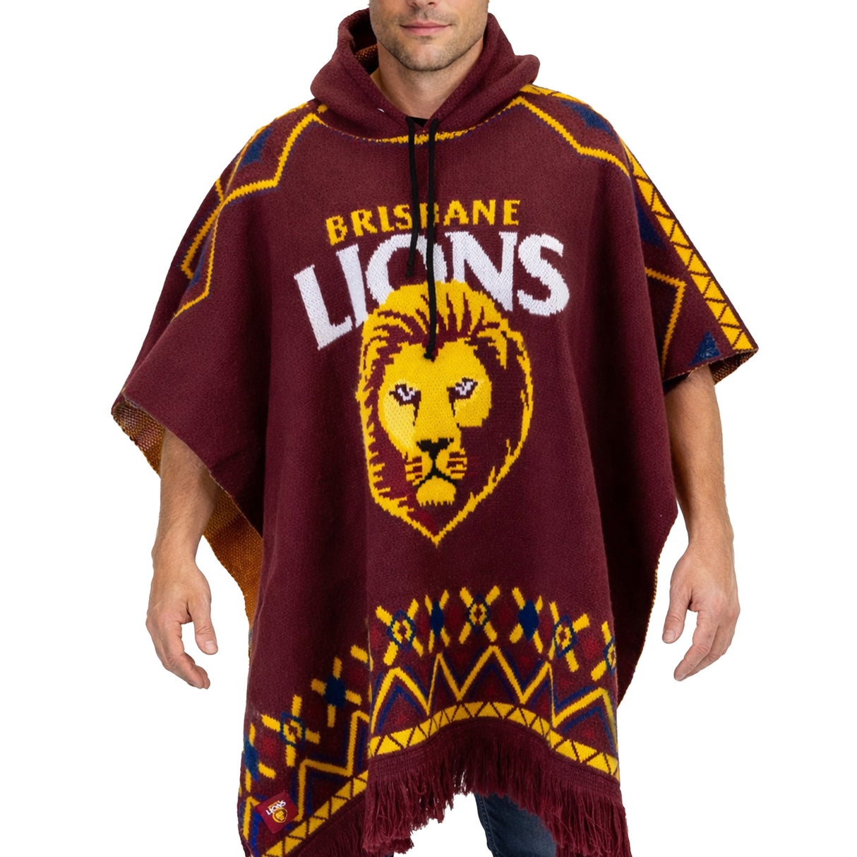AFL Brisbane Lions 'Dakota' Knitted Poncho - Ashtabula