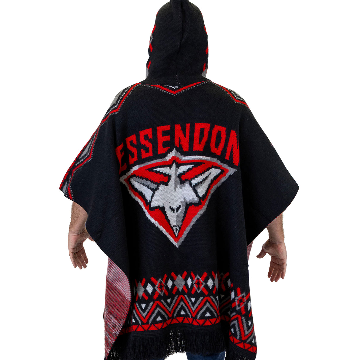 AFL Essendon Bombers 'Dakota' Knitted Poncho - Ashtabula