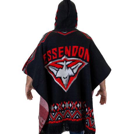 AFL Essendon Bombers 'Dakota' Knitted Poncho - Ashtabula