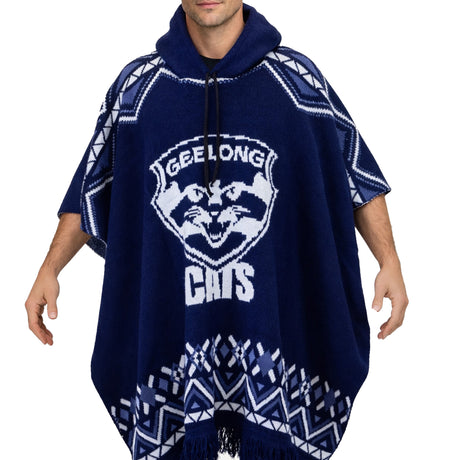 AFL Geelong Cats 'Dakota' Knitted Poncho - Ashtabula