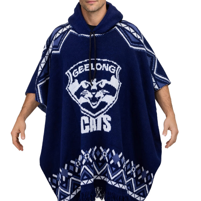 AFL Geelong Cats 'Dakota' Knitted Poncho - Ashtabula
