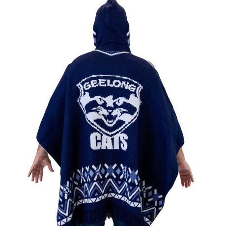 AFL Geelong Cats 'Dakota' Knitted Poncho - Ashtabula