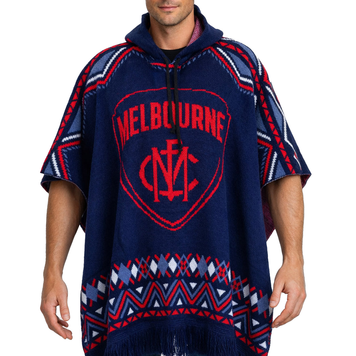 AFL Melbourne Demons 'Dakota' Knitted Poncho - Ashtabula