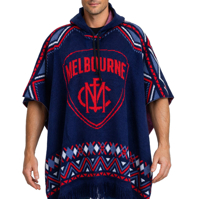 AFL Melbourne Demons 'Dakota' Knitted Poncho - Ashtabula
