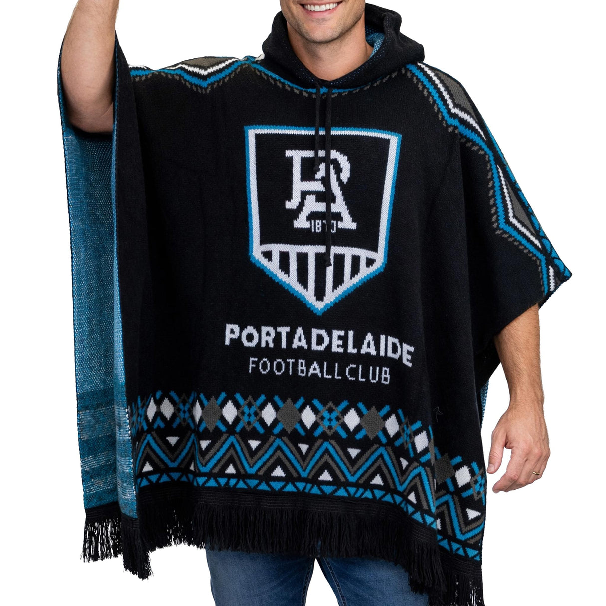 AFL Port Adelaide 'Dakota' Knitted Poncho - Ashtabula