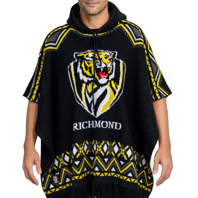 AFL Richmond Tigers 'Dakota' Knitted Poncho - Ashtabula