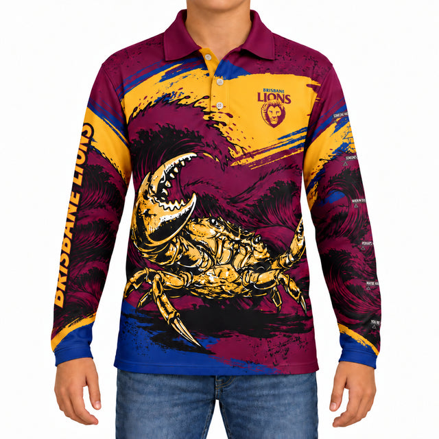 AFL Brisbane Lions 'Krusha' Fishing Shirt - Youth - Ashtabula