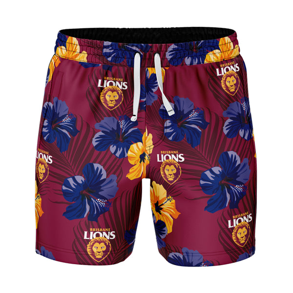 AFL Brisbane Lions 'Aloha' Volley Swim Shorts - Ashtabula