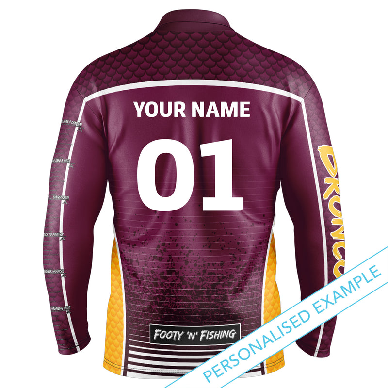 NRL Broncos 'Barracuda' Fishing Shirt - Youth