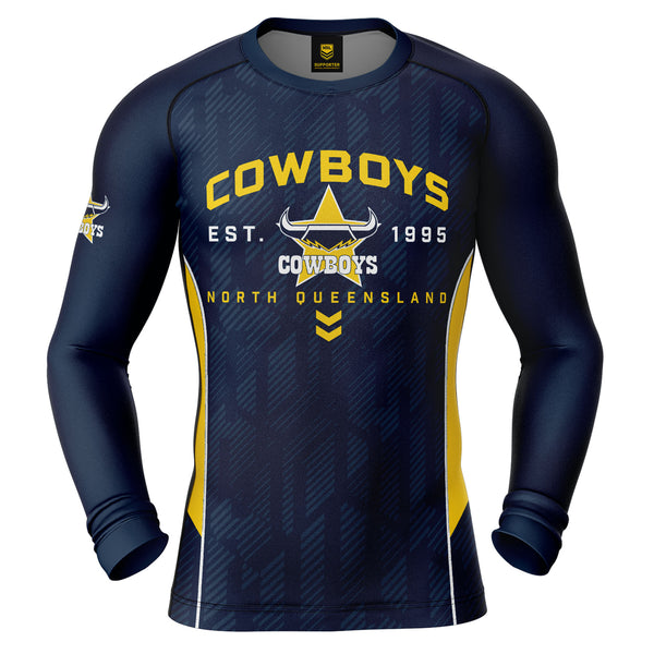 NRL Cowboys 'Blocker' Long Sleeve Rash Vest - Youth - Ashtabula