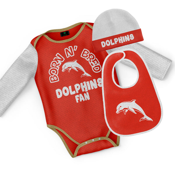 NRL Dolphins 3pc Infant Gift Set - 'Born & Bred'