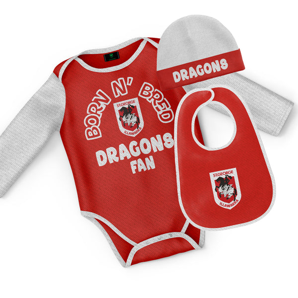 NRL Dragons 3pc Infant Gift Set - 'Born & Bred'