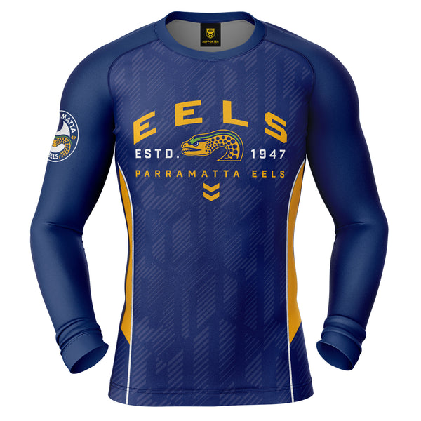 NRL Eels 'Blocker' Long Sleeve Rash Vest - Adult - Ashtabula