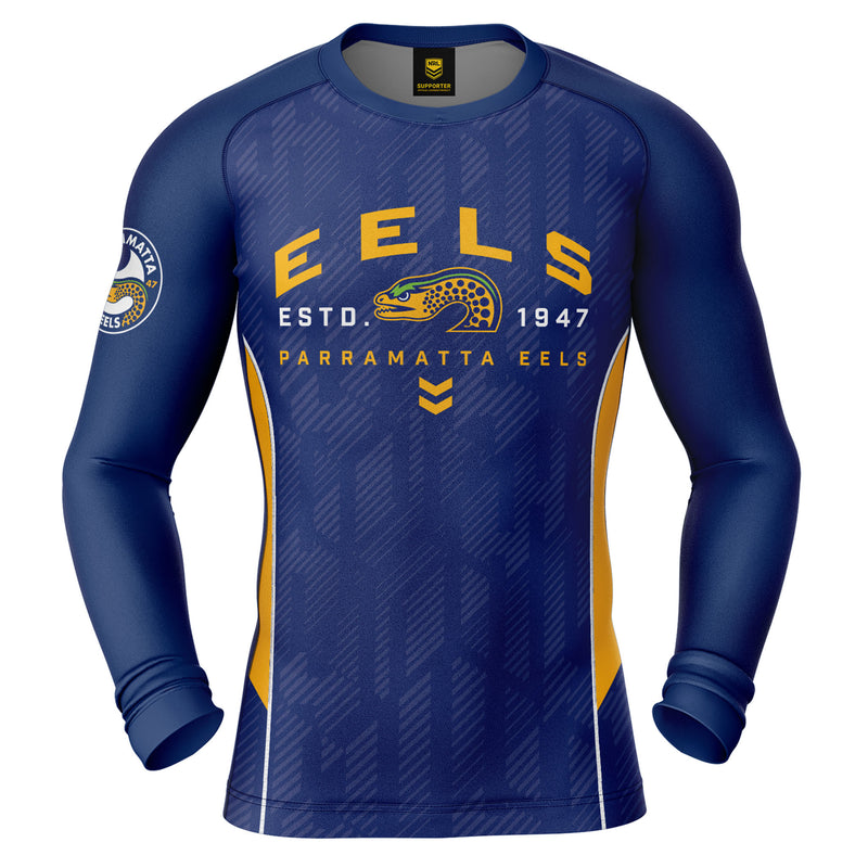 NRL Eels 'Blocker' Long Sleeve Rash Vest - Youth - Ashtabula