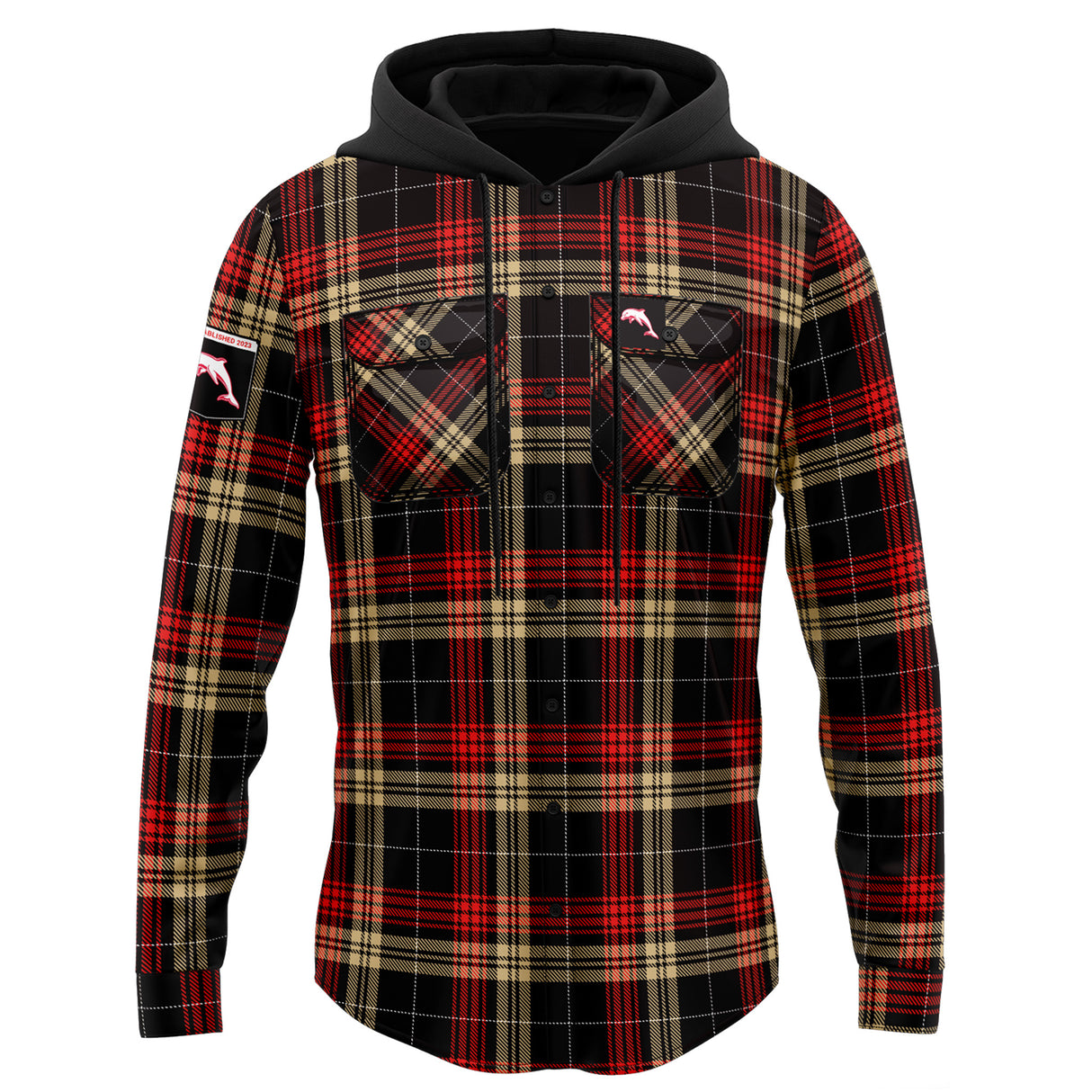 NRL Dolphins 'Highland' Hooded Flannel Shirt - Ashtabula