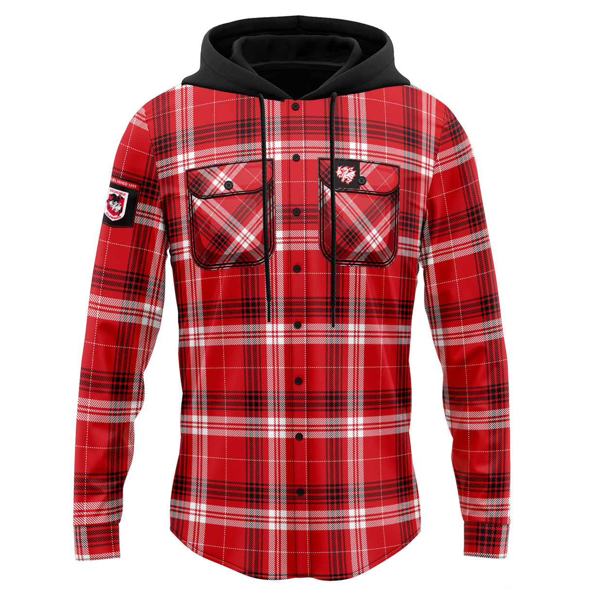 NRL Dragons 'Highland' Hooded Flannel Shirt - Ashtabula