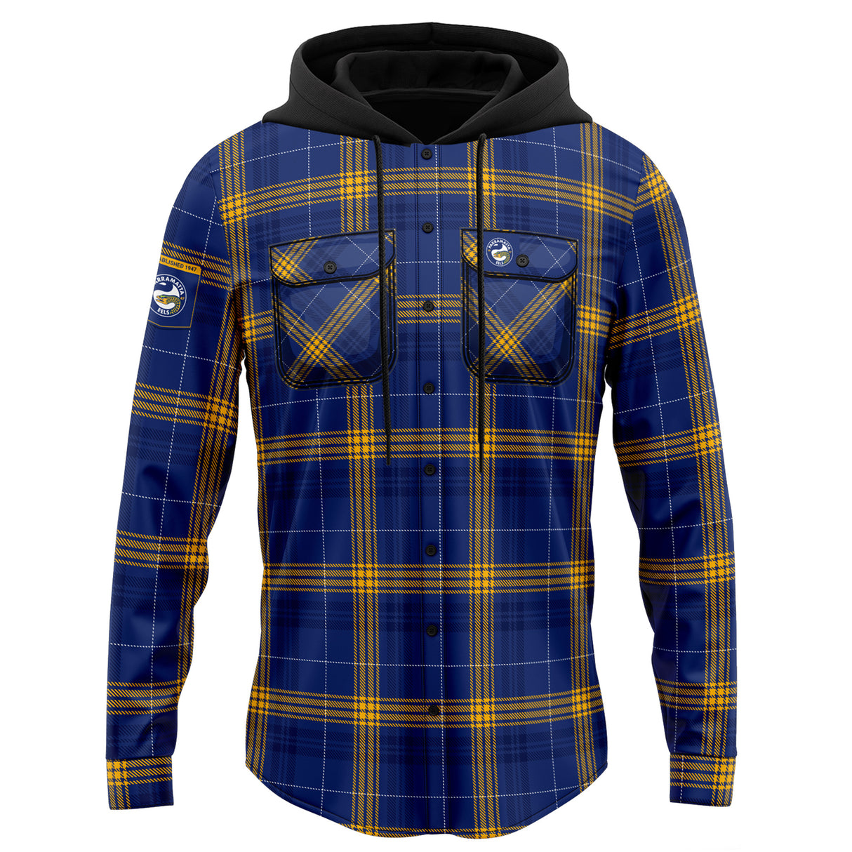 NRL Eels 'Highland' Hooded Flannel Shirt - Ashtabula