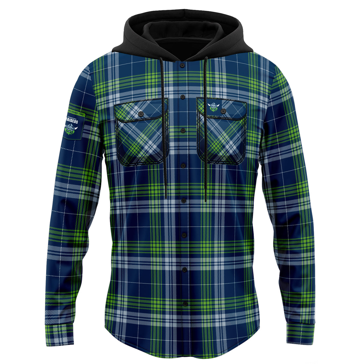 NRL Raiders 'Highland' Hooded Flannel Shirt - Ashtabula