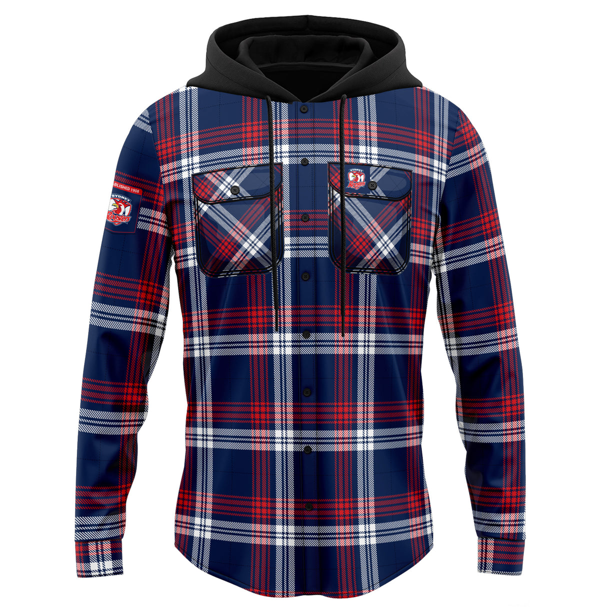 NRL Roosters 'Highland' Hooded Flannel Shirt - Ashtabula