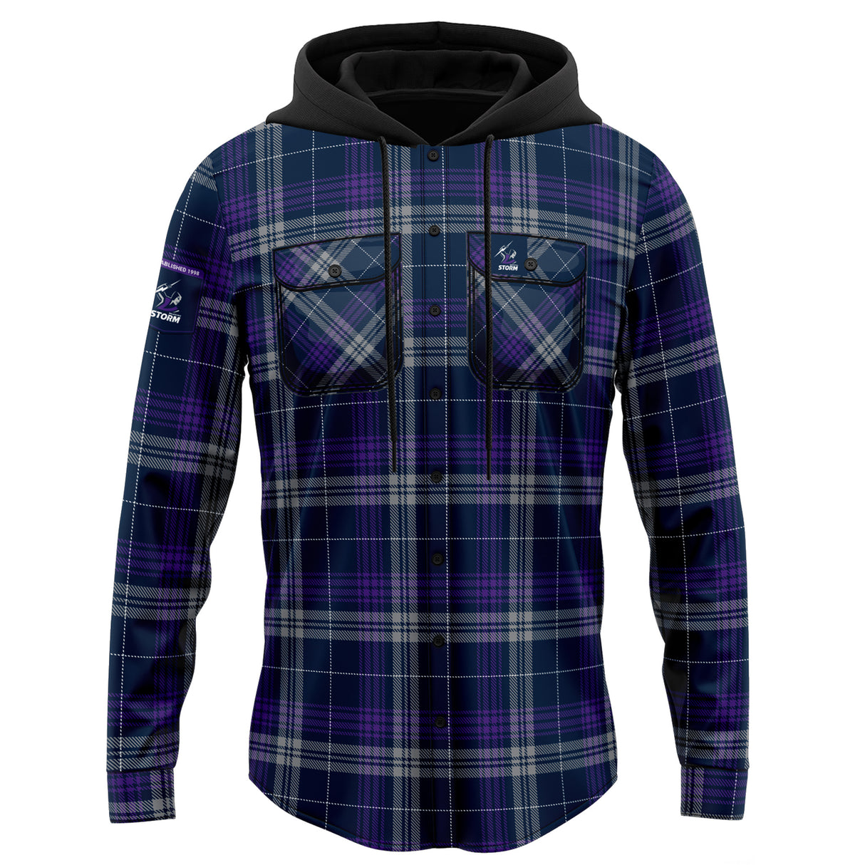NRL Storm 'Highland' Hooded Flannel Shirt - Ashtabula