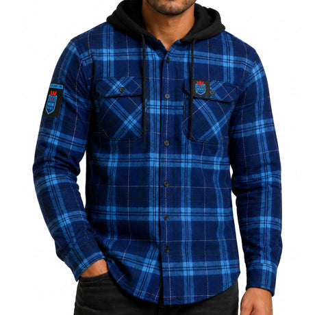 NSW Blues 'Highland' Hooded Flannel Shirt - Ashtabula