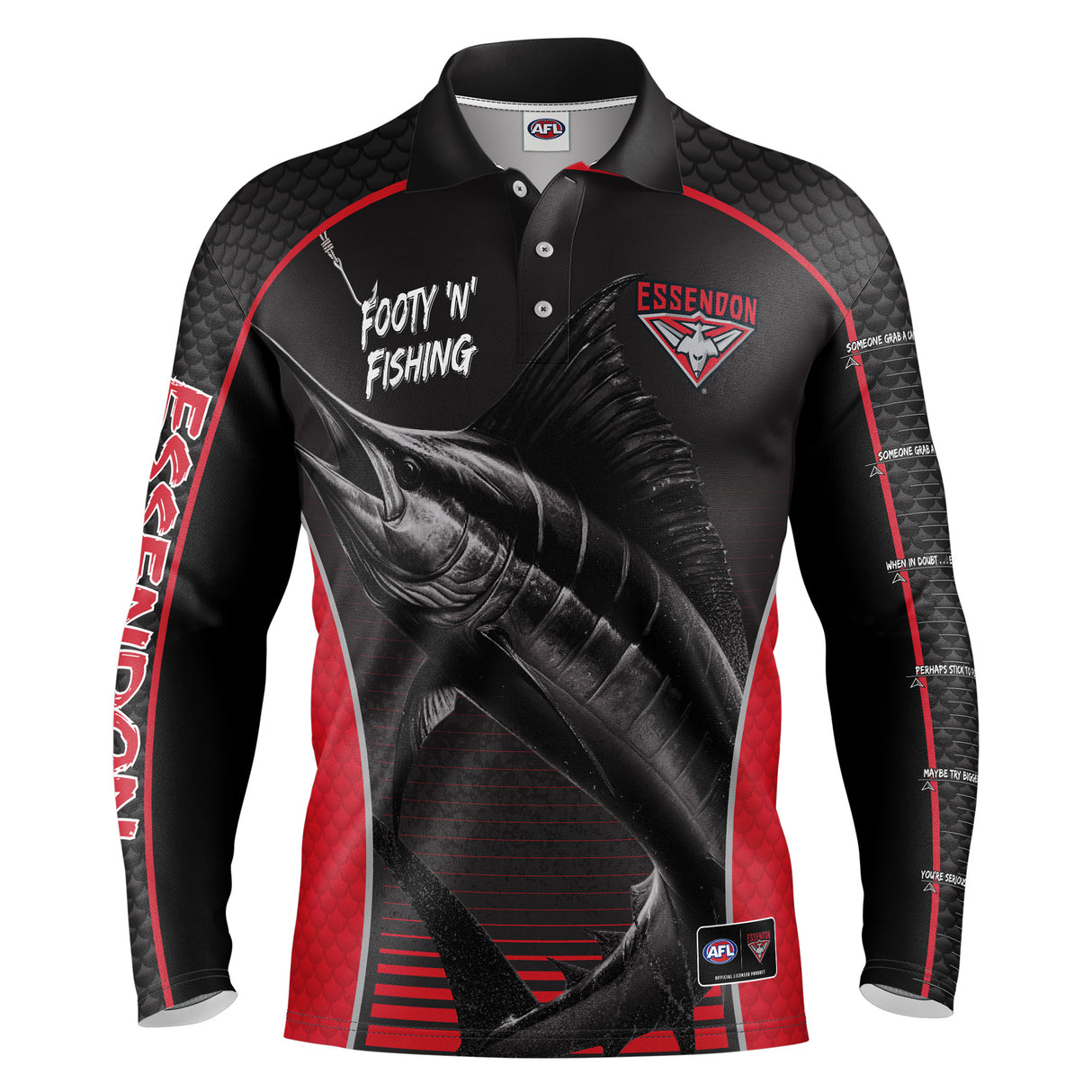 AFL Essendon Bombers Footy n Fishing Shirt - Adult - Ashtabula