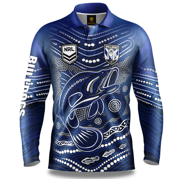 NRL Bulldogs 'Jumping Barra' Fishing Shirt - Adult - Ashtabula