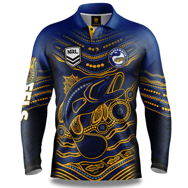 NRL Eels 'Jumping Barra' Fishing Shirt - Adult - Ashtabula