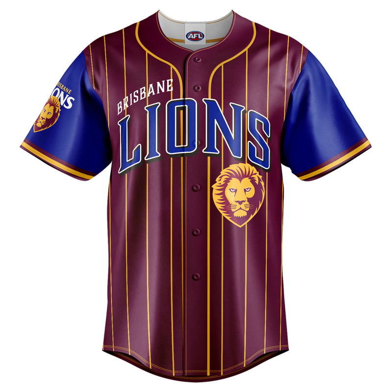 AFL Brisbane Lions 'Slugger' Baseball Shirt - Ashtabula