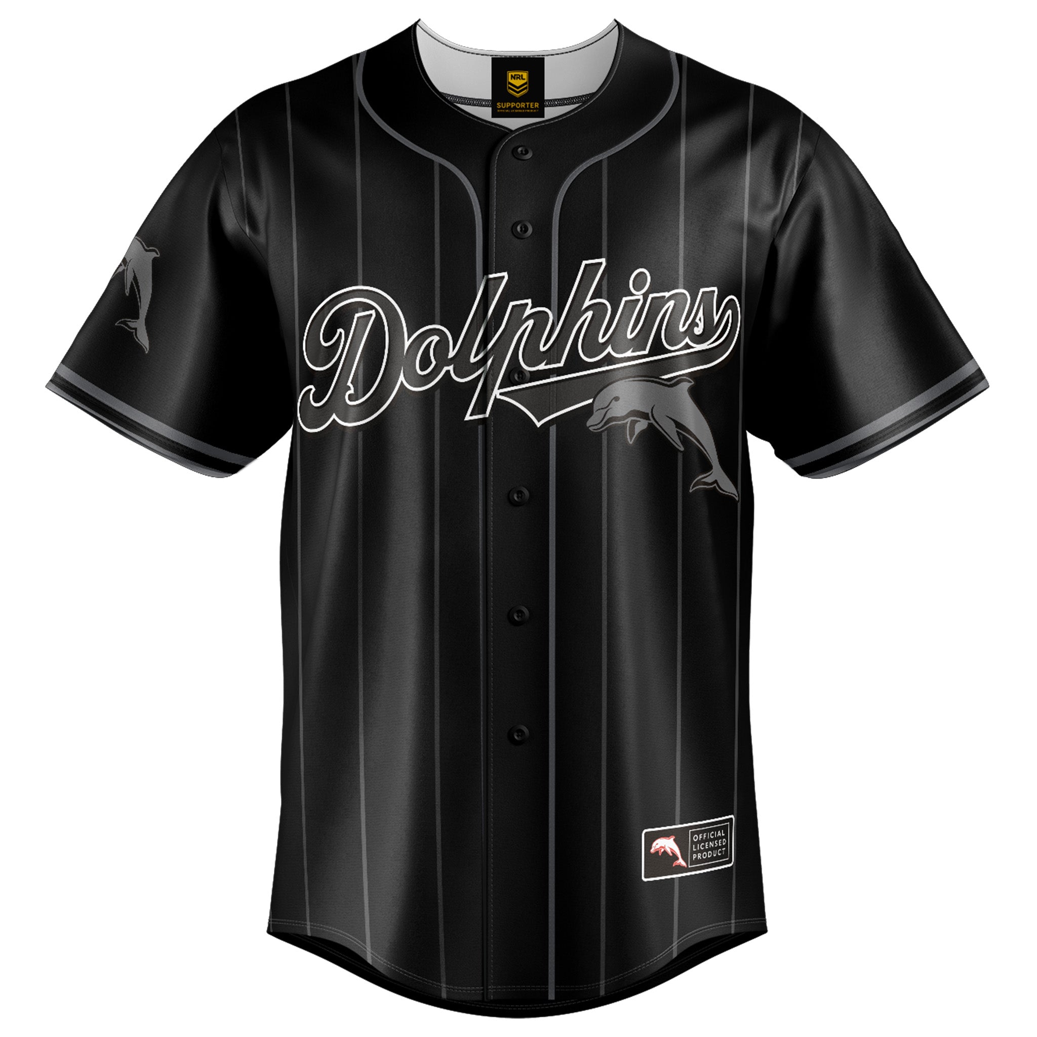 NRL Dolphins Blackout Baseball Shirt – Ashtabula