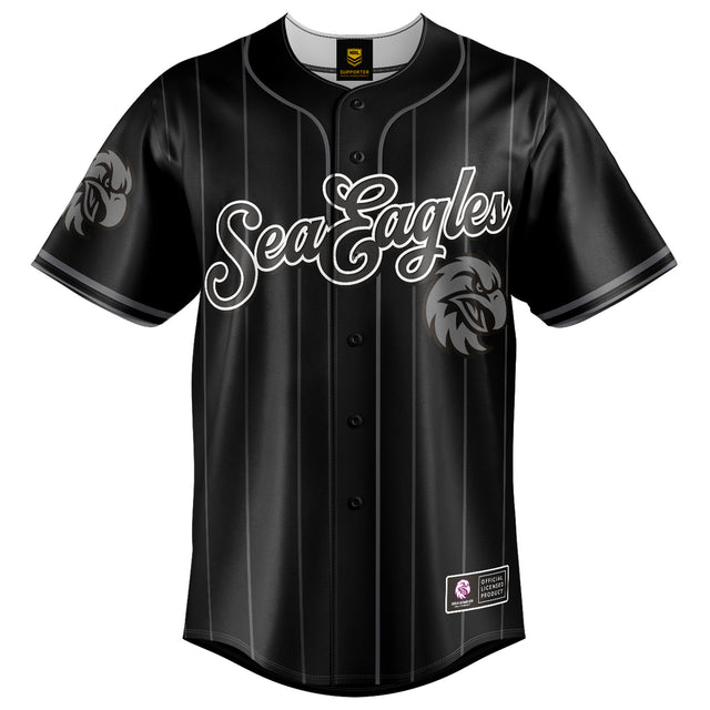 NRL Sea Eagles Blackout Baseball Shirt Youth - Ashtabula