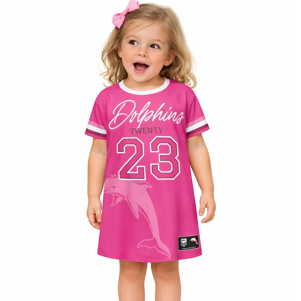 NRL Dolphins 'Fuchsia Force' T-Shirt Dress - Ashtabula