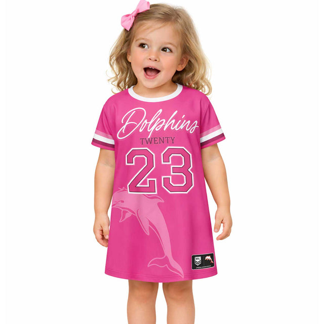 NRL Dolphins 'Fuchsia Force' T-Shirt Dress - Ashtabula