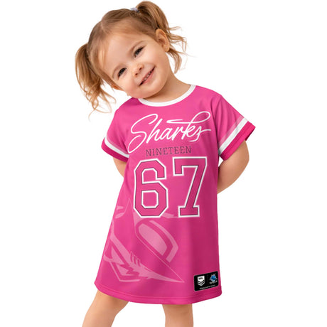 NRL Sharks 'Fuchsia Force' T-Shirt Dress - Ashtabula