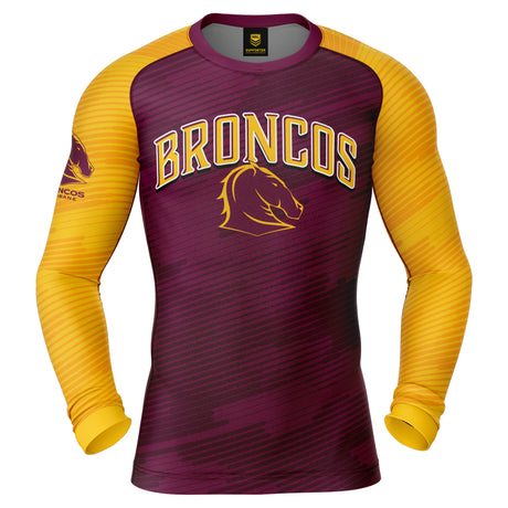 NRL Broncos 'Barrel' Rash Vest - Adult - Ashtabula