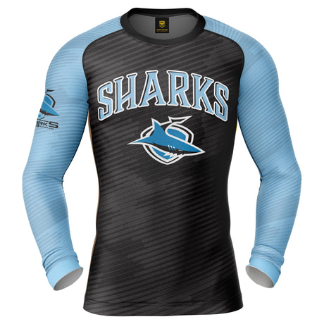 NRL Sharks 'Barrel' Rash Vest - Adult - Ashtabula